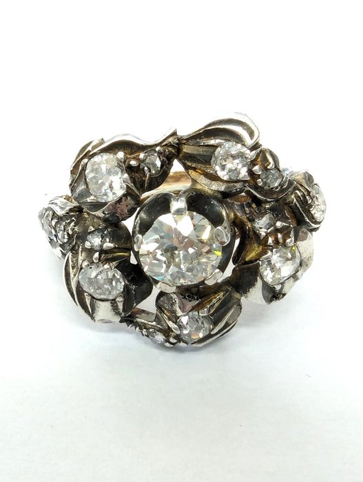 Ring - 18 kraat Gulguld, Sølv -  2.50ct. tw. Diamant (Natur)