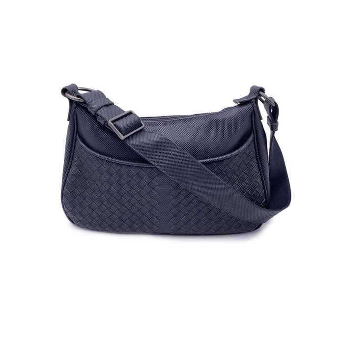 Bottega Veneta - Black Intrecciato Canvas - Skuldertaske