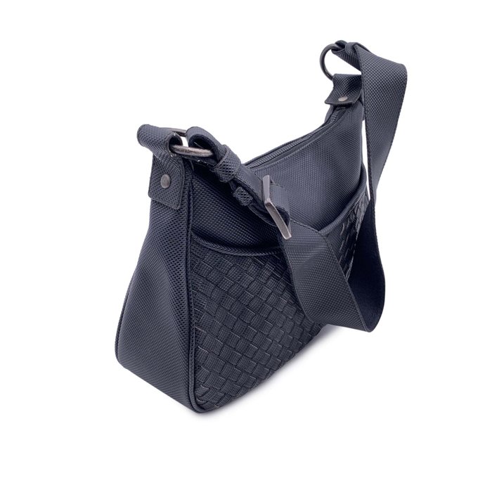 Bottega Veneta - Black Intrecciato Canvas - Skuldertaske