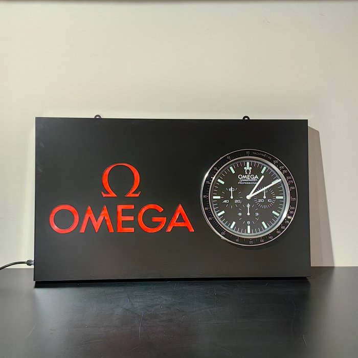 Large Size Omega    illuminated Clock Sign - Lysskilt - Aluminium