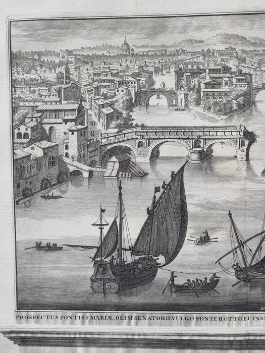 Italien - Rom; François Halma / Lievin Cruyl - Beschryving van Nieuw / Vedute di Roma - Prospectus Ponte rotto e Isola Tiberina - 1701-1720