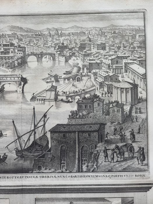 Italien - Rom; François Halma / Lievin Cruyl - Beschryving van Nieuw / Vedute di Roma - Prospectus Ponte rotto e Isola Tiberina - 1701-1720