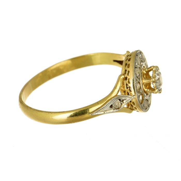 Ring - 18 kraat Gulguld, Hvidguld Diamant (Natur)