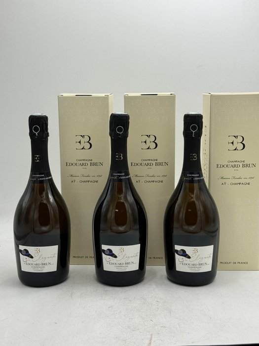 Edouard Brun, Brut L'élegante - Champagne Grand Cru - 3 Flasker (0,75 L)