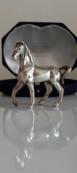 Skulptur, cavallo - 6 cm - Sølv