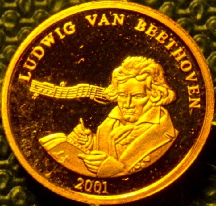 Verden. Gold medal 2001 "Ludwig van Beethoven", Proof  (Ingen mindstepris)