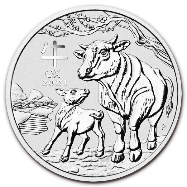 Australien. 2021 1 Kilo $30 AUD Silver Lunar Year of the Ox Coin BU (In Capsule)