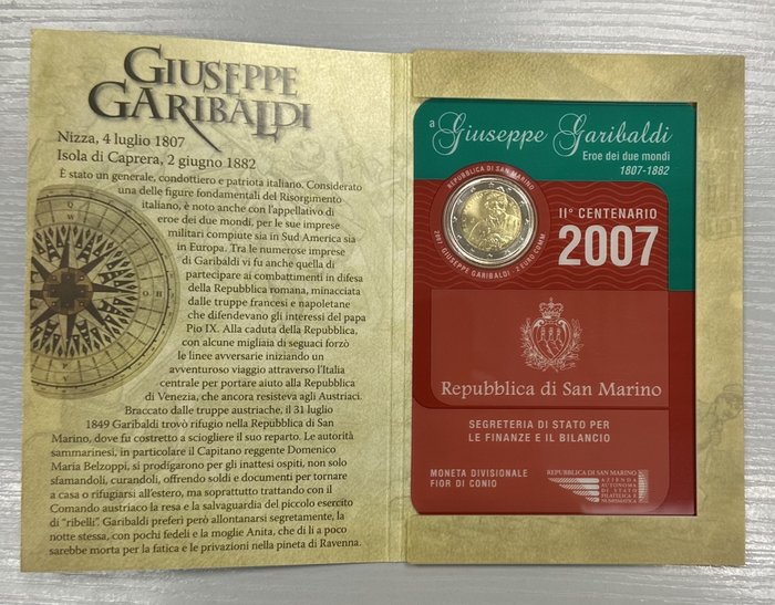 San Marino. 2 Euro 2007 "Garibaldi"  (Ingen mindstepris)