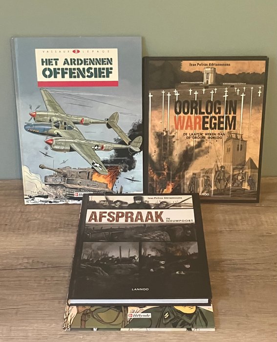 4 x Hardcover oorlog - Oorlog in Waregem  Afspraak in Nieuwpoort - + 2x Het Ardennenoffensief + 1 x gesigneerd - 4 Album - Første udgave - 1991/2018