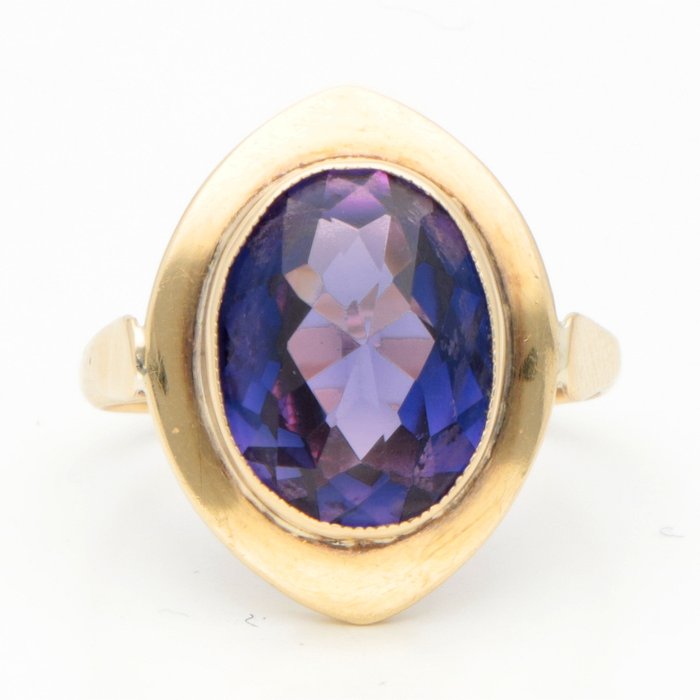 Ingen mindstepris - Ring - 14 karat Gulguld -  2.97ct. tw. - Syntetisk safir