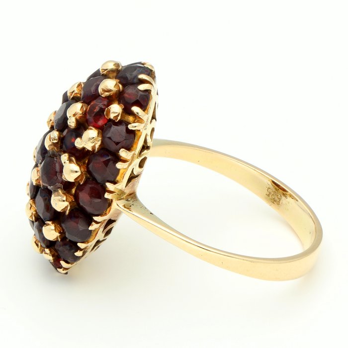 Ring - 14 karat Gulguld -  403ct tw Granat