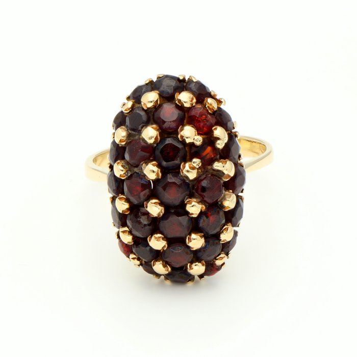 Ring - 14 karat Gulguld -  403ct tw Granat