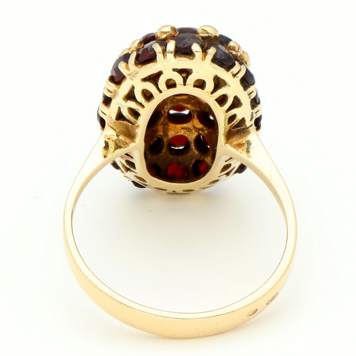 Ring - 14 karat Gulguld -  403ct tw Granat