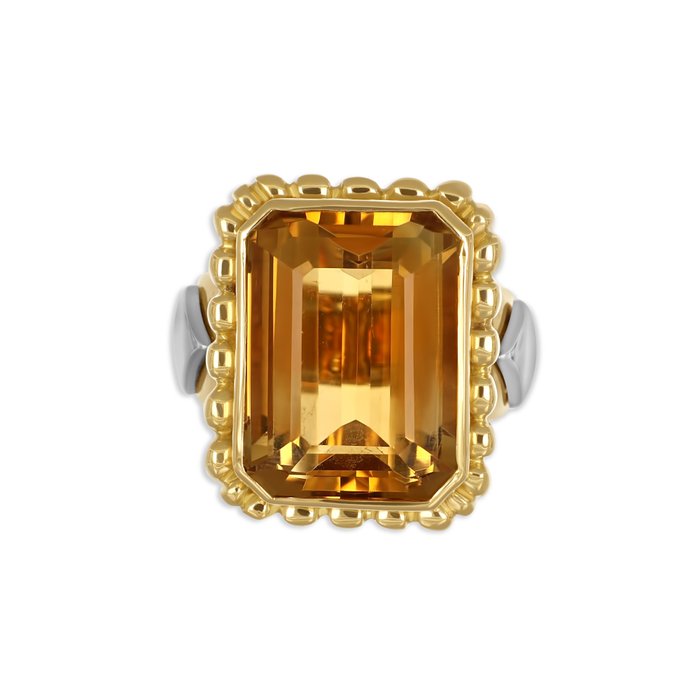 Ring - 18 kraat Gulguld, Hvidguld -  20.00ct. tw. Topas