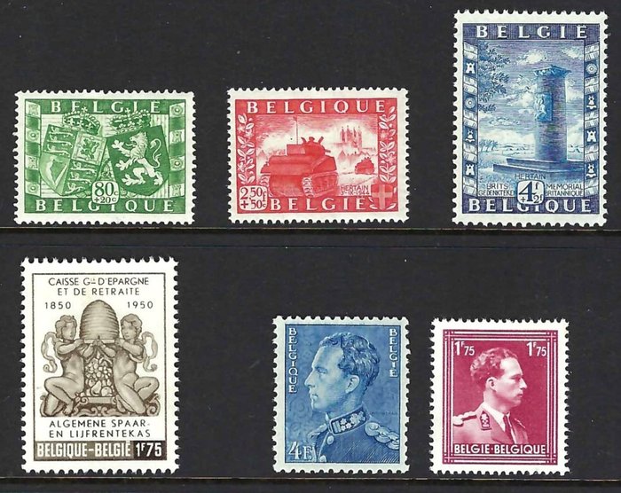 Belgien 1950 - hele volumen med blok - OBP/COB 823/40 + BL 29