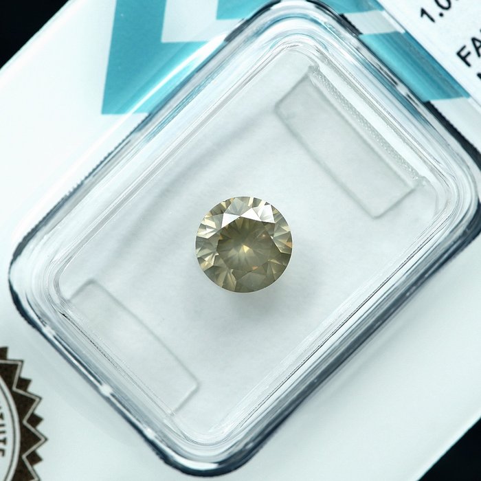 1 pcs Diamant  (Naturfarvet)  - 1.07 ct - Fancy Grålig Gul - SI2 - International Gemological Institute (IGI)