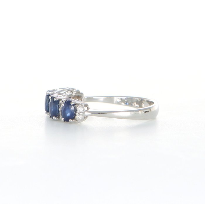 Ingen mindstepris - Ring - 18 kraat Hvidguld NY -  200ct tw Safir - Diamant