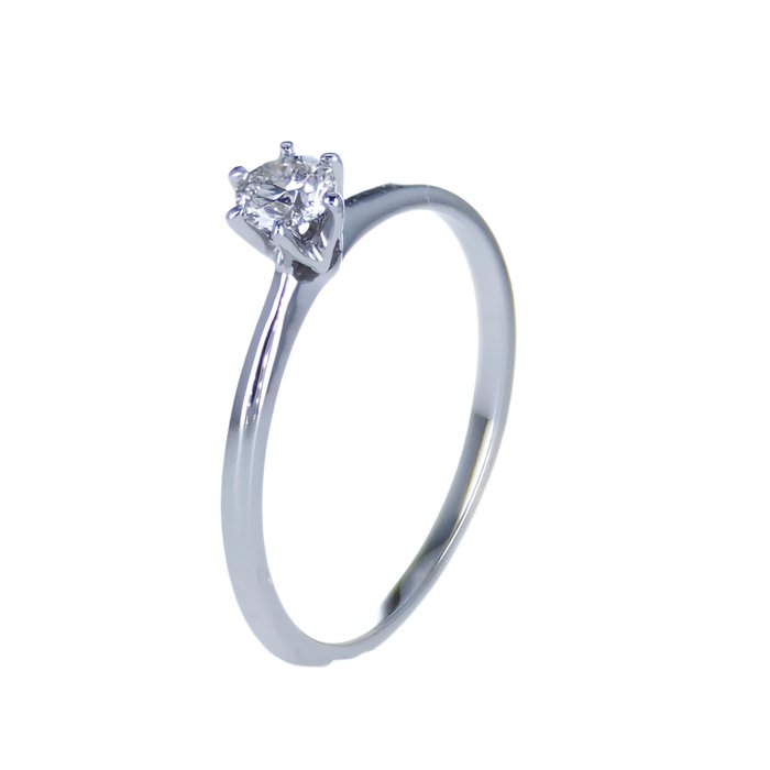 Forlovelsesring - 14 karat Hvidguld -  0.24ct. tw. Diamant (Natur)