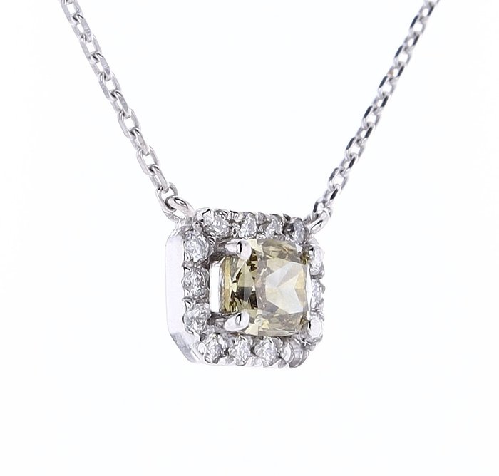 Halskæde med vedhæng - 14 karat Hvidguld -  0.70ct. tw. Diamant (Naturfarvet) - Diamant