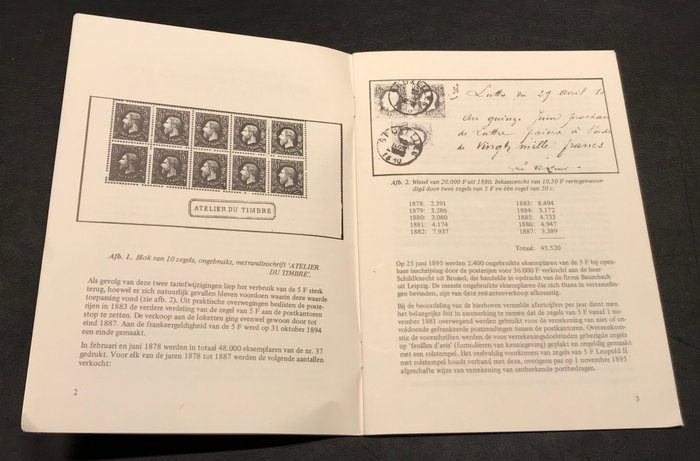 Litteratur 1869/1883 - Litteratur: "5fr Leopold II-frimærket fra 1878 med særlig vægt på forfalskninger" - R. Vervisch