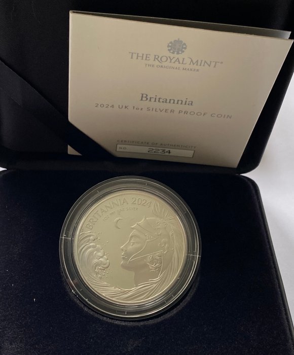 Storbritannien. 2 Pounds 2024 Britannia, 1 Oz (.999) Proof  (Ingen mindstepris)