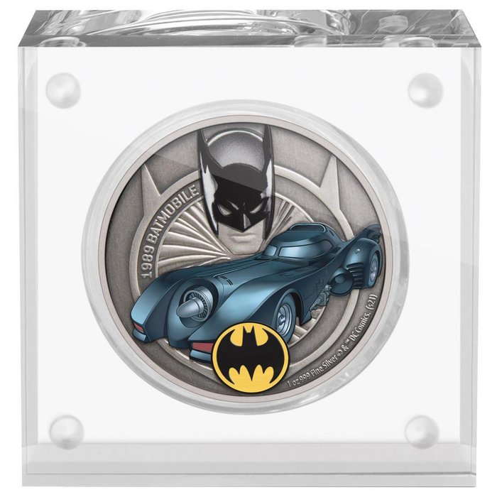 Niue. 2 Dollars 2021 DC Comics - Batman Batmobile 1989, 1 Oz (.999) Proof