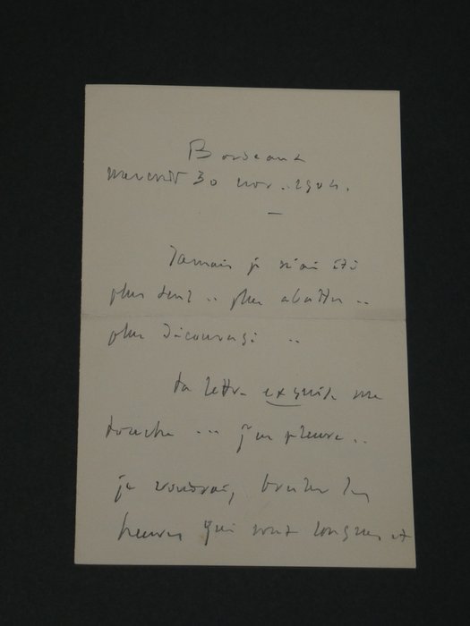 Jules Massenet - Lettre autographe signée de 4 pages, "J'en pleure..." - 1904