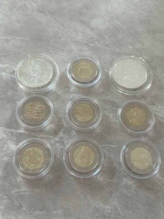 Europa. 2 Euro / 10 Euro Various Years (incl. 2 euro Finland "Enlargement of the EU") (9 coins)  (Ingen mindstepris)