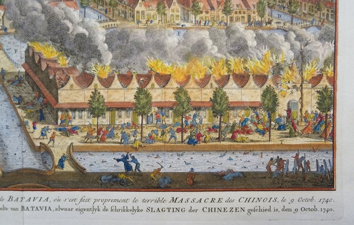 Asien - Indonesien / Jakarta / Batavia; J. van der Schley / De Hondt - Tableau de la Partie Batavia, ou s'est fait proprement le terrible Massacre des Chinois, le 9 Octob. - 1751-1760