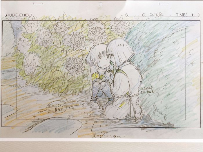 Hayao Miyazaki - 2 "Spirited Away" 千と千尋の神隠し Indrammede print af layouts - Studio Ghibli - 2008