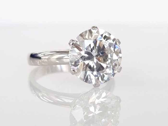 Forlovelsesring - 14 karat Hvidguld -  5.02ct. tw. Diamant (Laboratoriedyrket)