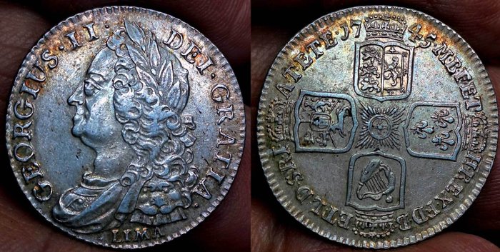 England. Georg 2. af Storbritannien (1727-1760). Shilling 1745