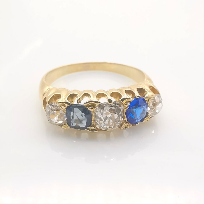 Ring - 18 kraat Gulguld -  1.80ct. tw. Diamant (Natur)  - Safir