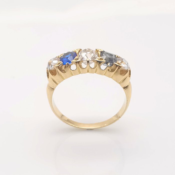 Ring - 18 kraat Gulguld -  1.80ct. tw. Diamant (Natur)  - Safir