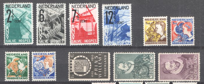 Holland 1932/1940 - Udvalg af frimærker - tussen NVPH 244/373