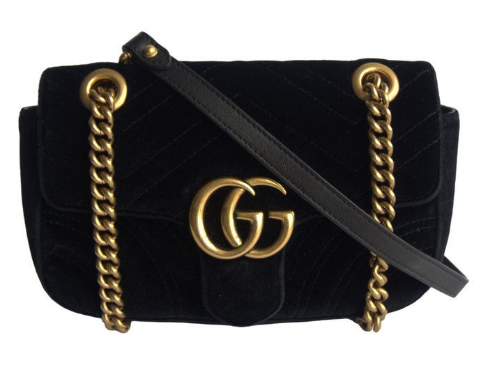 Gucci - GG Marmont Black Velvet Small Bag - Taske