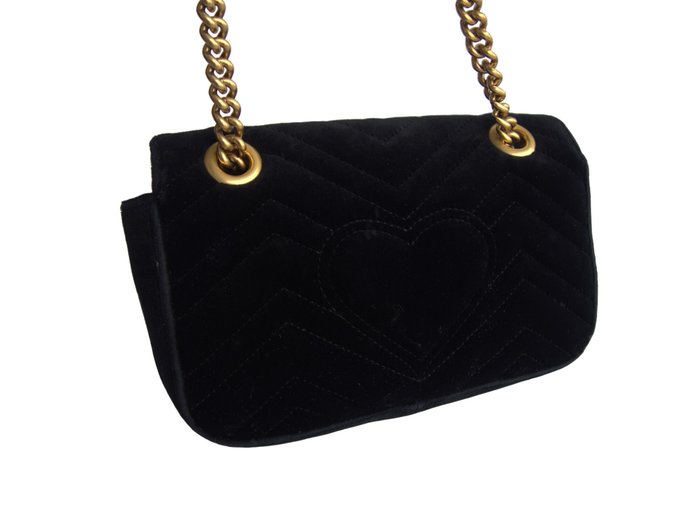 Gucci - GG Marmont Black Velvet Small Bag - Taske