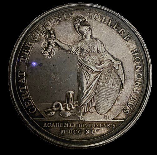 Frankrig. Ludvig 15. (1715-1774). Silbermedaille 1740 - F. Marteau, auf die Gründung der Akademie der Wissenschaften durch das Burgundische Parlament  (Ingen mindstepris)