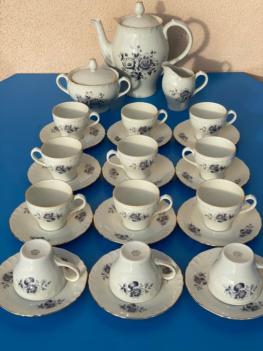 Richard Ginori - Kaffesæt til 12 (27) - decoro antico florealile blu - oro zecchino 24k - Porcelæn