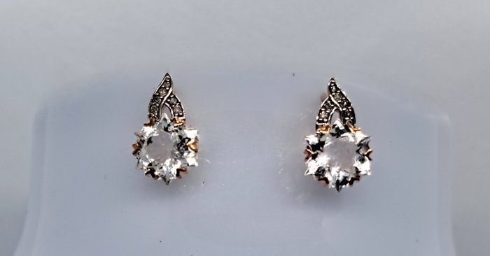 Ingen mindstepris - Øreringe - 9 kt. Rosaguld -  3.89ct. tw. Blandede ædelsten - Diamant - WOBITO Snowflake Cut