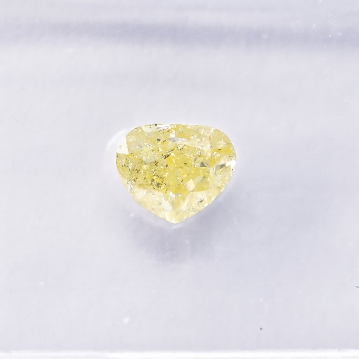 Ingen mindstepris - 1 pcs Diamant  (Naturfarvet)  - 0.52 ct - Pære - Fancy Gul - I1 - International Gemological Institute (IGI)