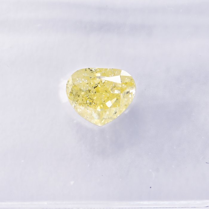 Ingen mindstepris - 1 pcs Diamant  (Naturfarvet)  - 0.52 ct - Pære - Fancy Gul - I1 - International Gemological Institute (IGI)