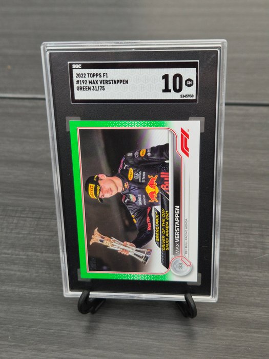 2022 Topps F1 Max Verstappen #192 Green /75 SGC 10 Graded card