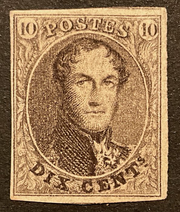 Belgien 1861 - MAIL FRIS: Leopold I - 'Elongated Medallion' - uden vandmærke: 10c Brown - OBP/COB 10 met LUXEMARGES (2 buren)