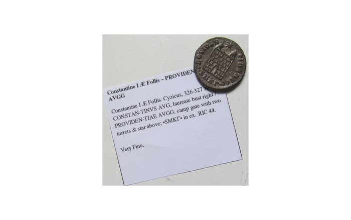 Romarriket Constantine I (AD 306-337) Follis Cyzicus mint 3rd officina 326-327 AD - mintmark •SMKΓ• - Ex CNG 2011