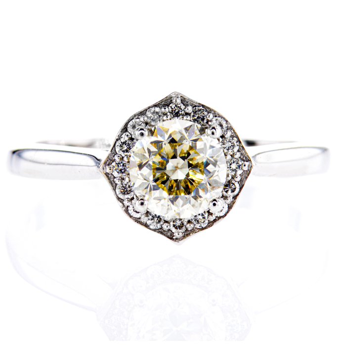 Ingen mindstepris - Forlovelsesring - 14 karat Hvidguld -  1.20ct. tw. Diamant (Naturfarvet)