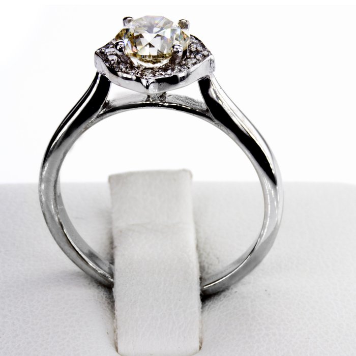 Ingen mindstepris - Forlovelsesring - 14 karat Hvidguld -  1.20ct. tw. Diamant (Naturfarvet)