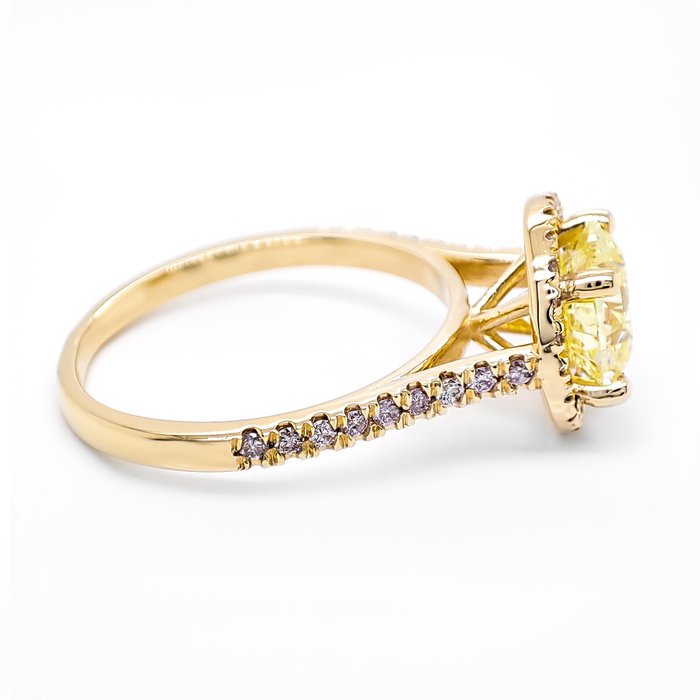 Ring - 14 karat Gulguld -  1.90ct. tw. Gul Diamant (Naturfarvet) - Diamant