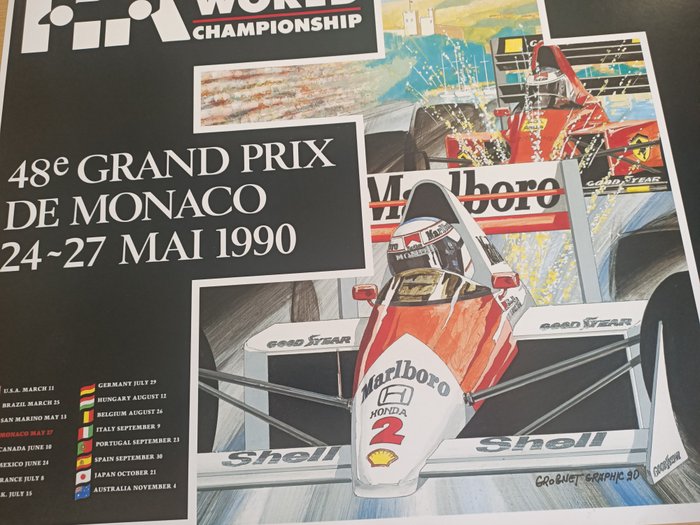 Grognet Graphic 90 - Formule 1 - Affiche Officielle Grand Prix Monaco 1990