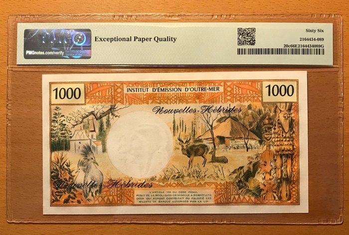 Nye Hebrider. - 1000 Francs ND (1980) - Pick 20c  (Ingen mindstepris)